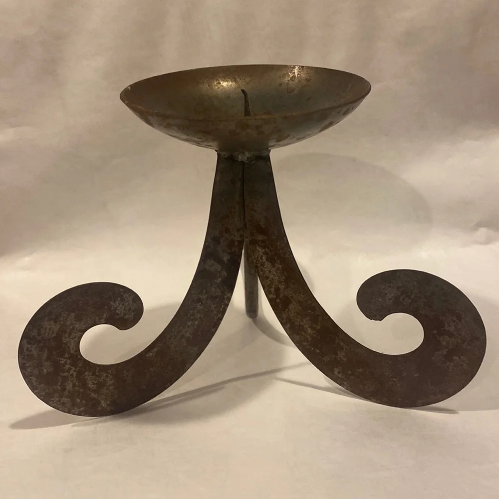 PIER ONE Metal Fleur de Lis Round ball candle holder